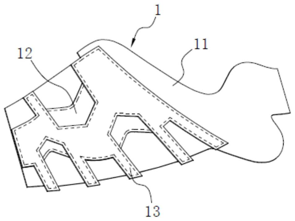 A safety shoe side row assembly sewing template tooling and sewing method