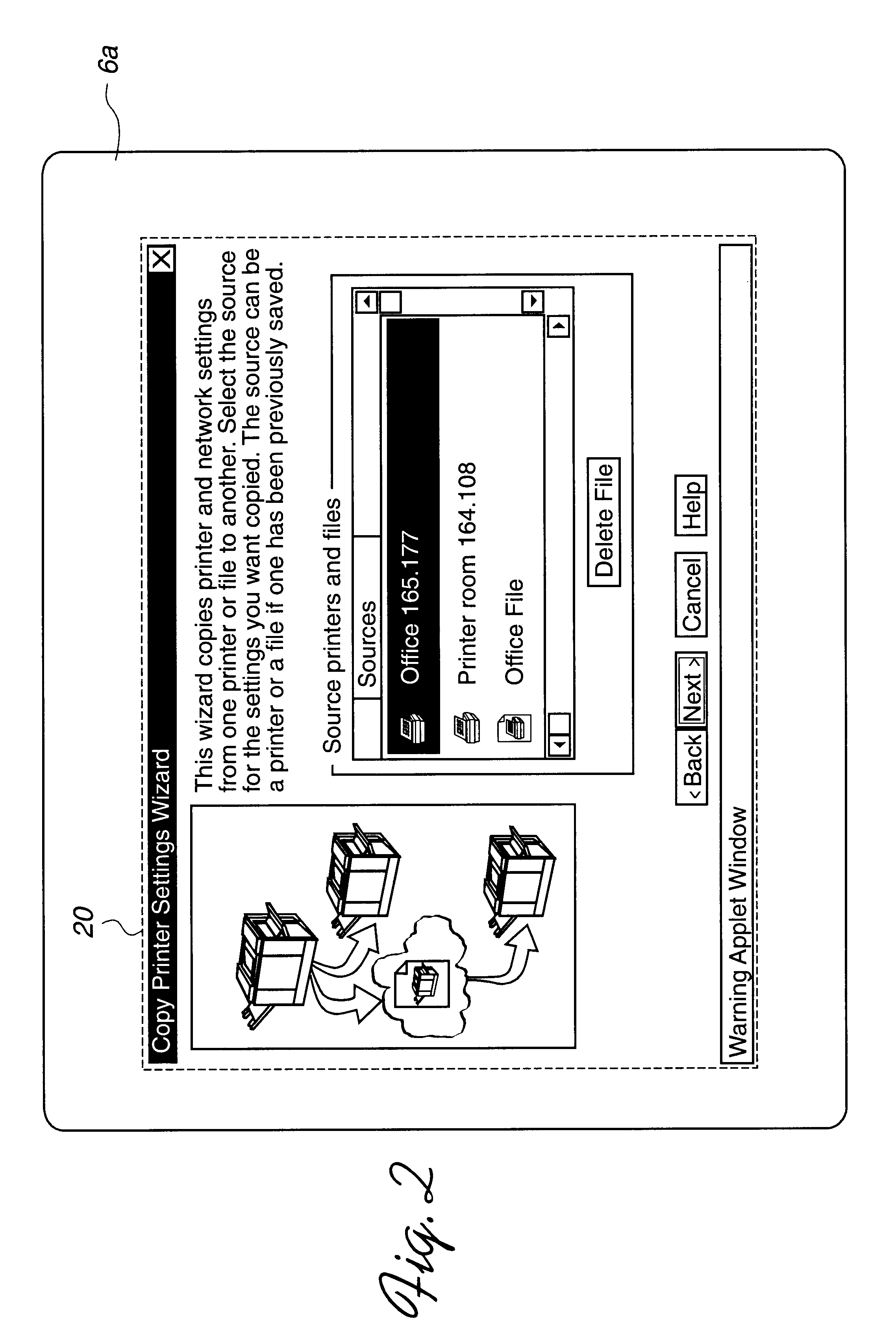 Graphical interface for copying settings from network source device to network target devices without transmitting values not usable for features supported by network target devices