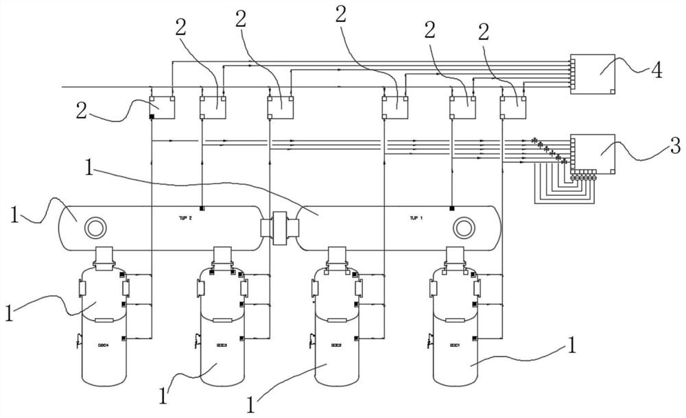 A sewage collection device and collection method for a saturation diving ship