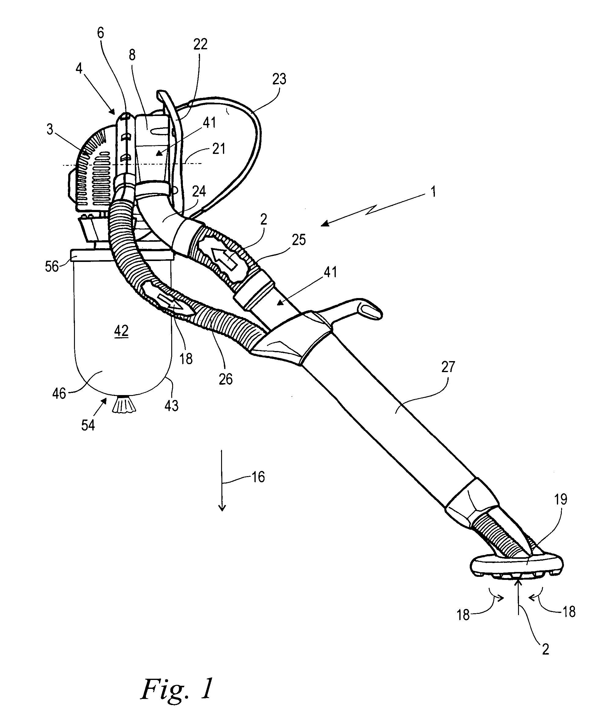 Manually guided suction apparatus