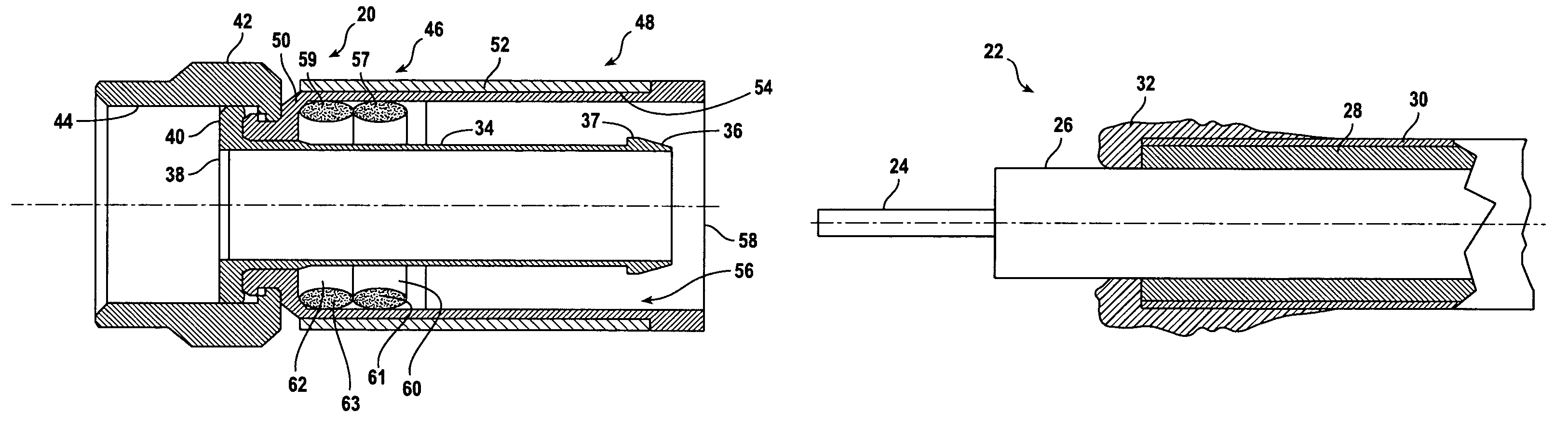 Chemically attached coaxial connector