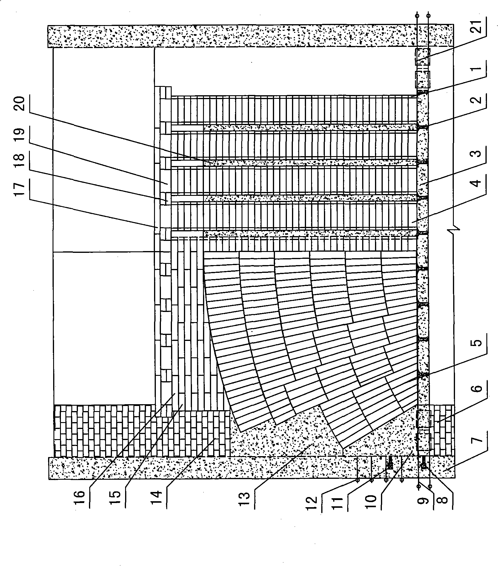 Smelting palletizing shaft furnace air-guiding wall and building method thereof