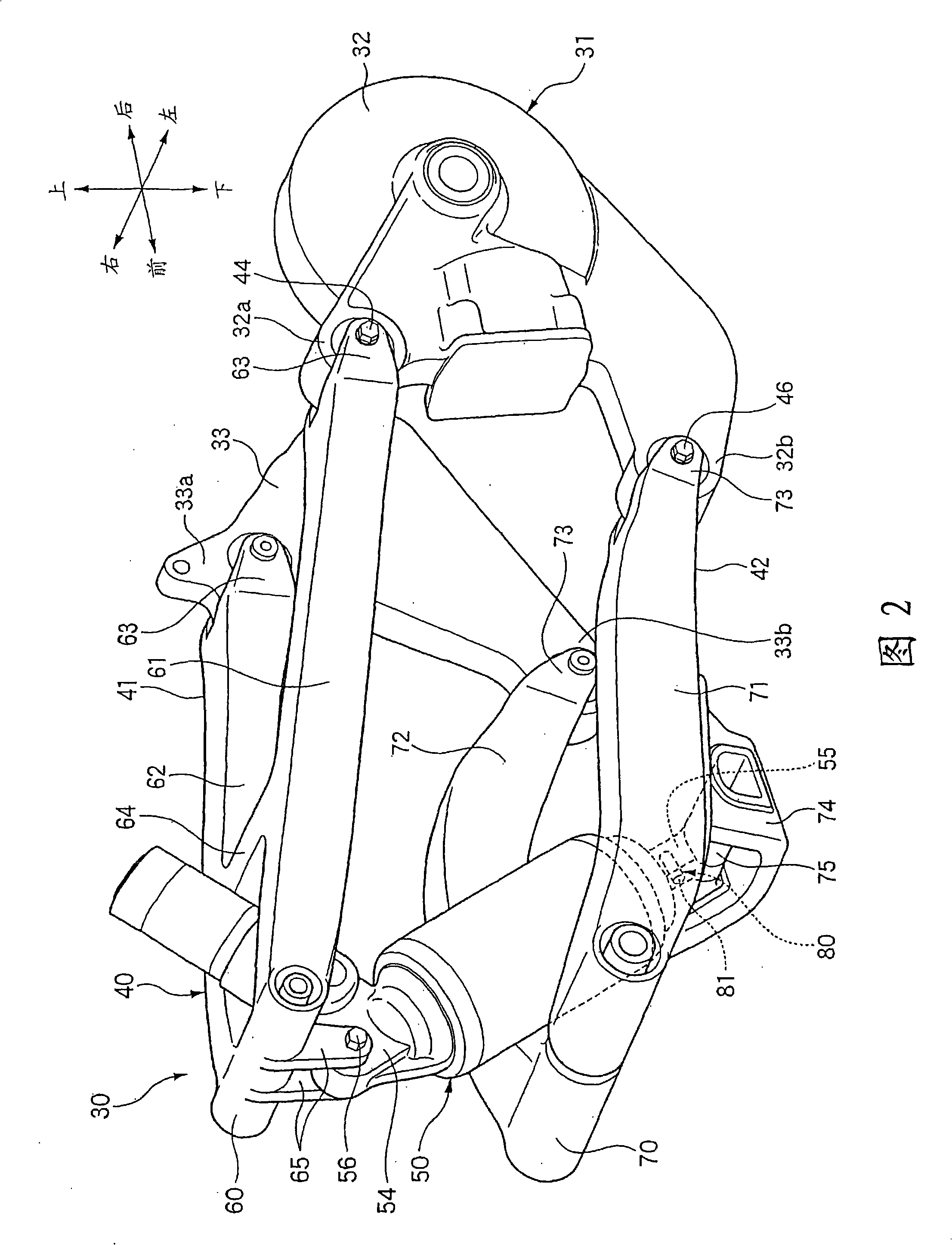 Rear wheel suspension for a motorcycle and swing arm attachment structure for a motorcycle