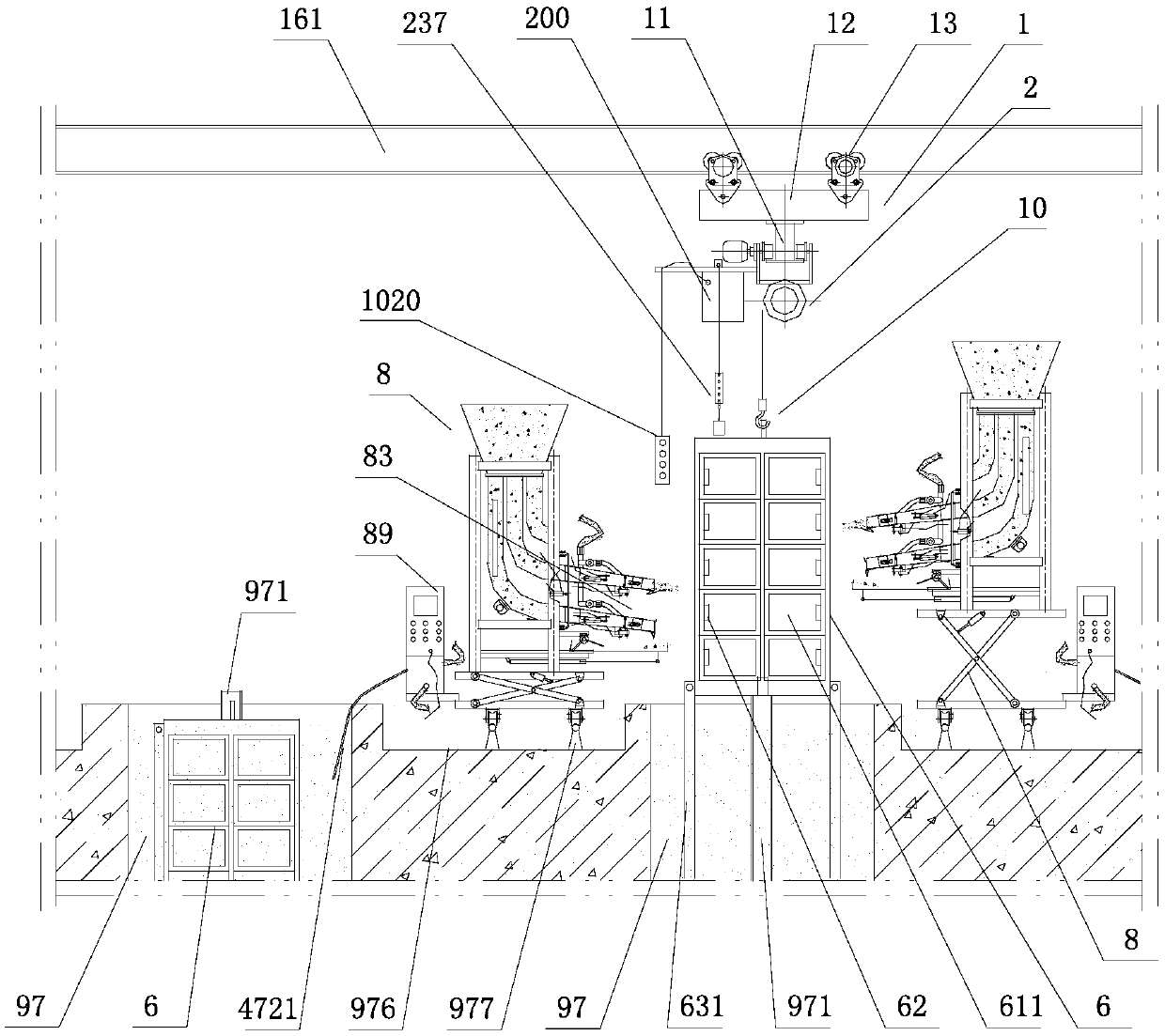 Aquaculture feeding system with double-hook crane