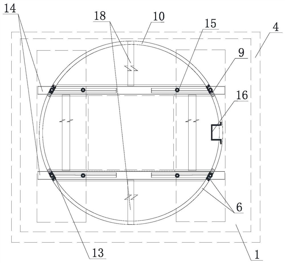 Upward-moving foundation for deep foundation pit engineering elevator