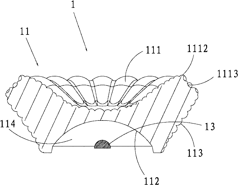 Large-angle LED and LED lamp