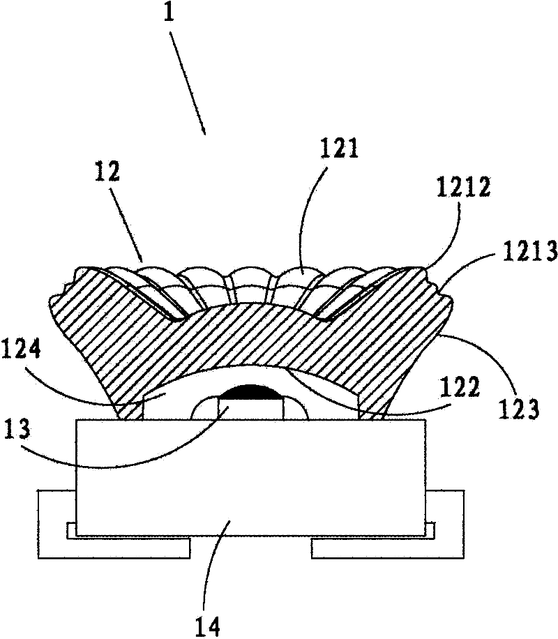 Large-angle LED and LED lamp