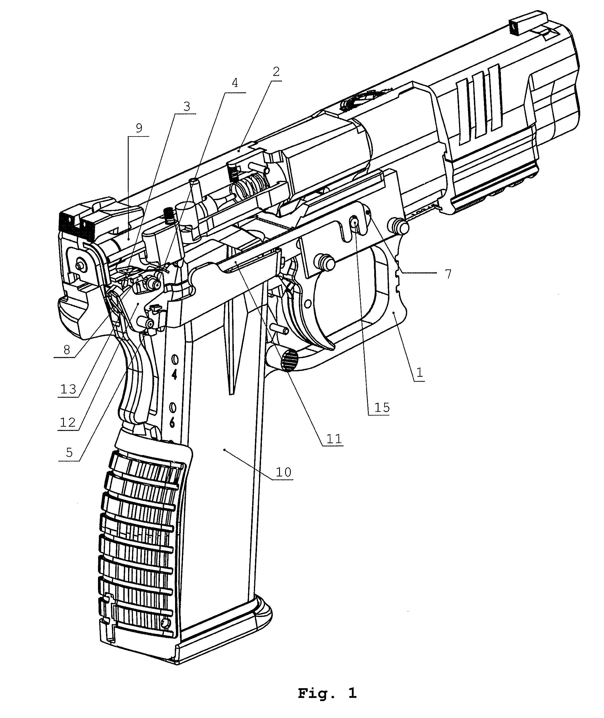 Mechanism for the disassembly of a handgun without triggering