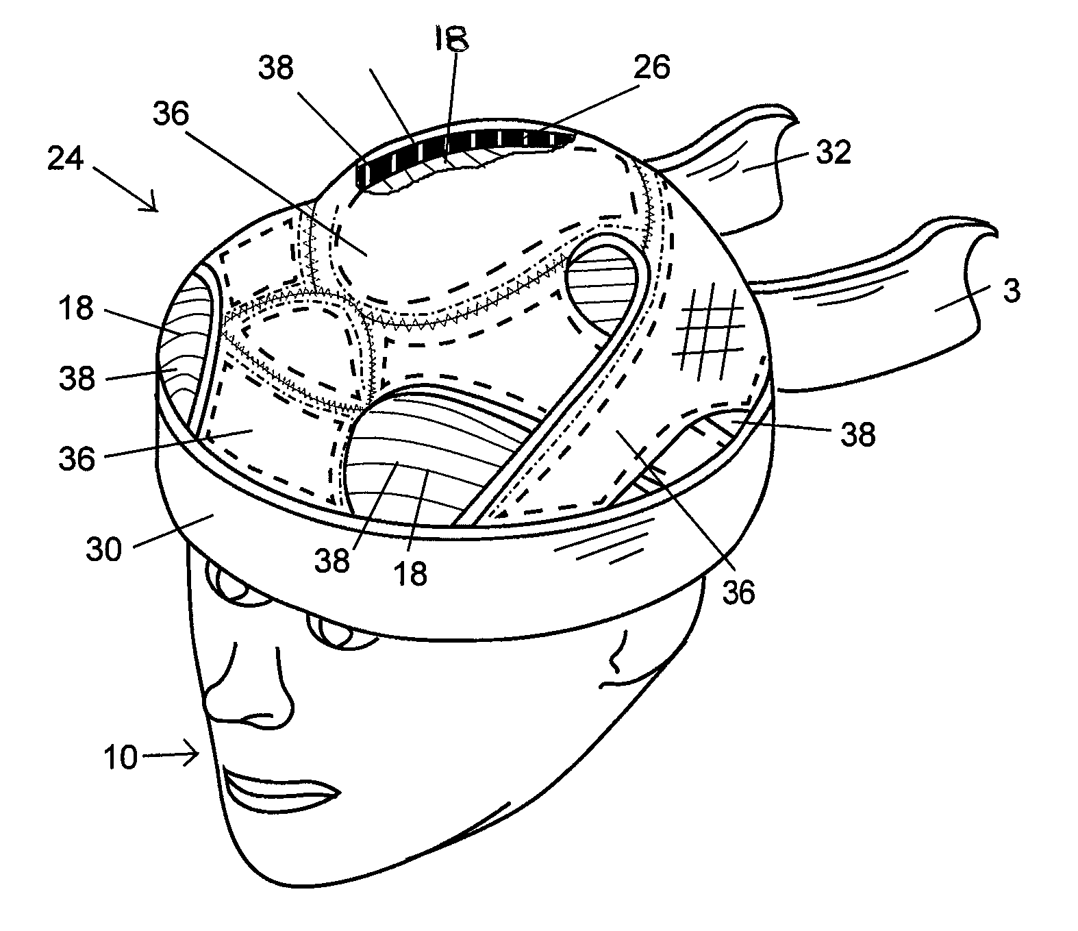 Shock absorbing, stretchable fabric, head cap for receipt under a head protection helmet