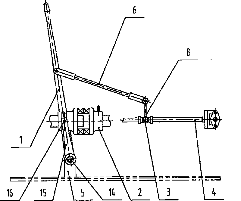 Wind power/manual linkage apparatus for discharge of railway freight transport hopper wagon