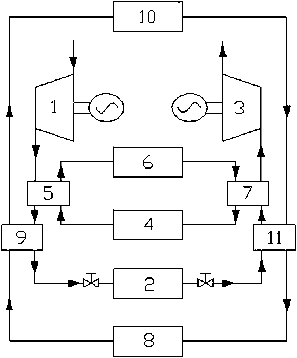 High-temperature duplex regeneration adiabatic compression air energy storage system