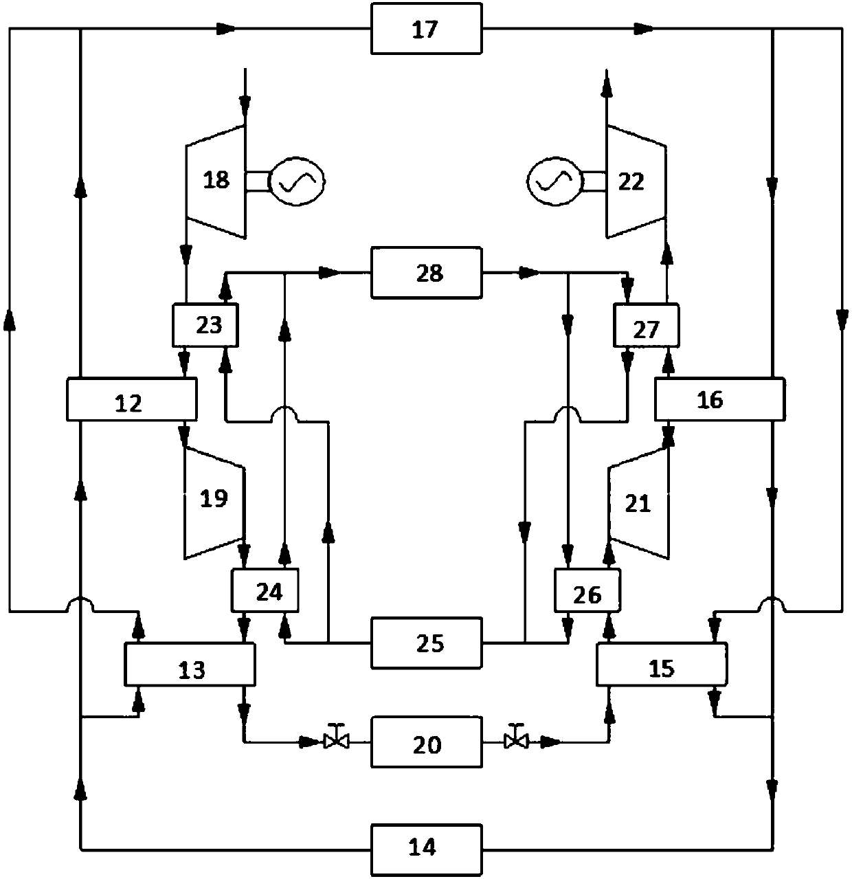 High-temperature duplex regeneration adiabatic compression air energy storage system