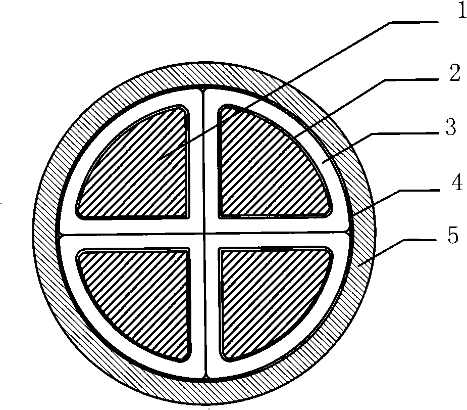 Copper coated aluminum four-core flame-retardant flexible electric cable and manufacturing method thereof