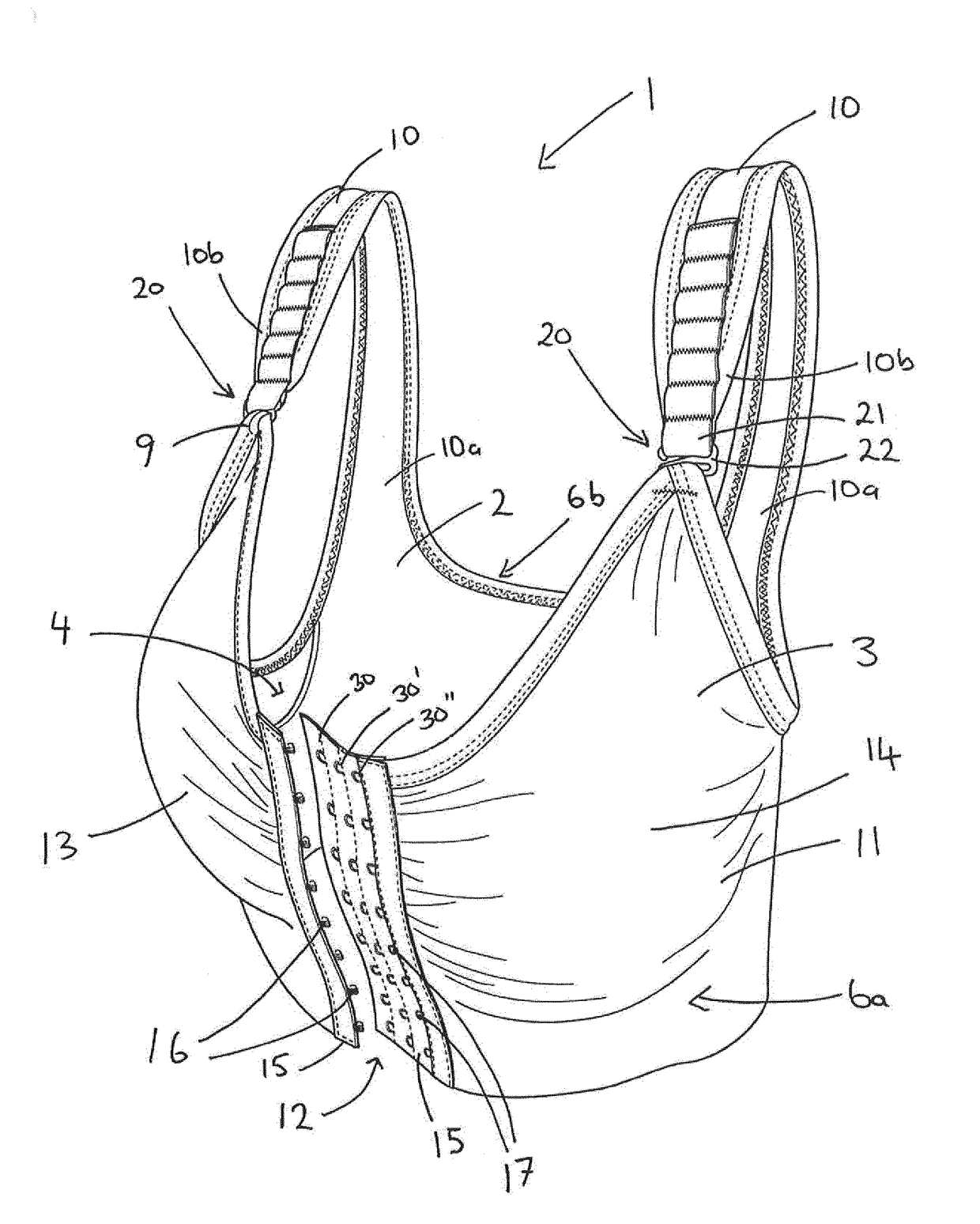 Post surgery brassiere garment