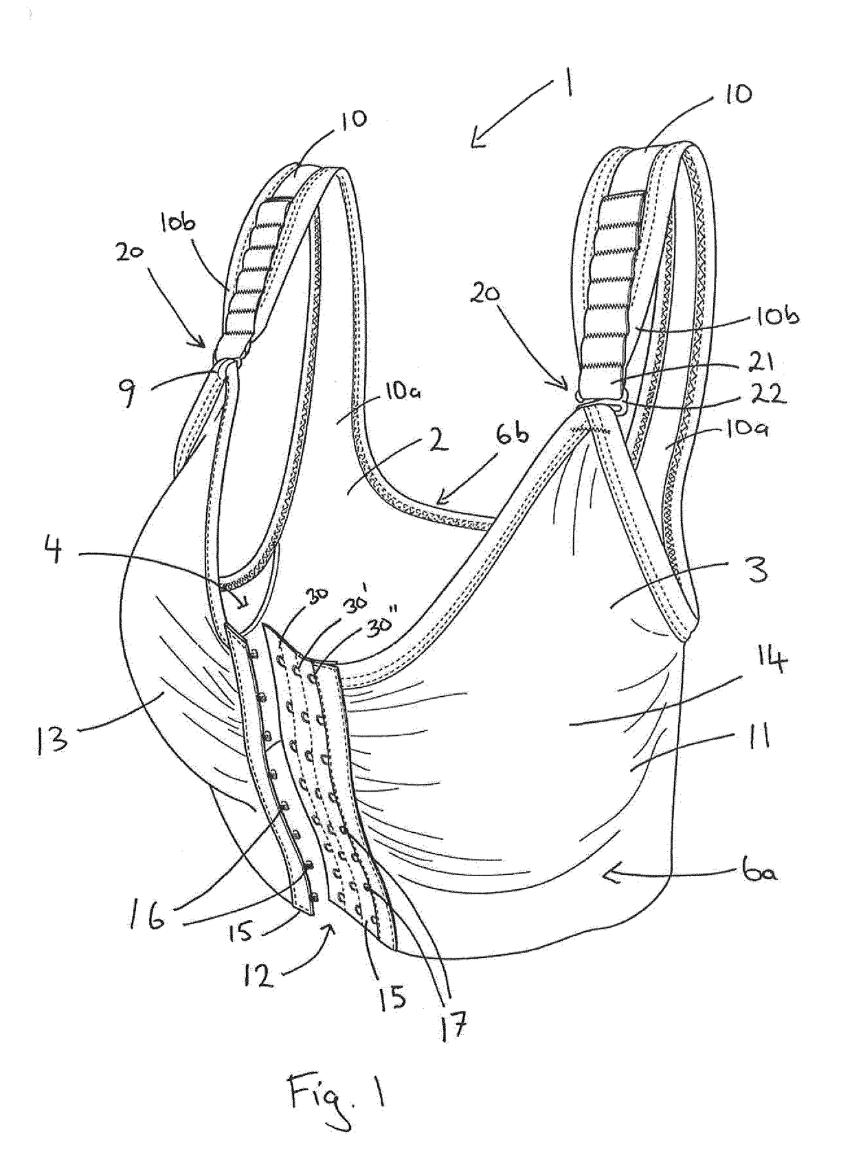 Post surgery brassiere garment