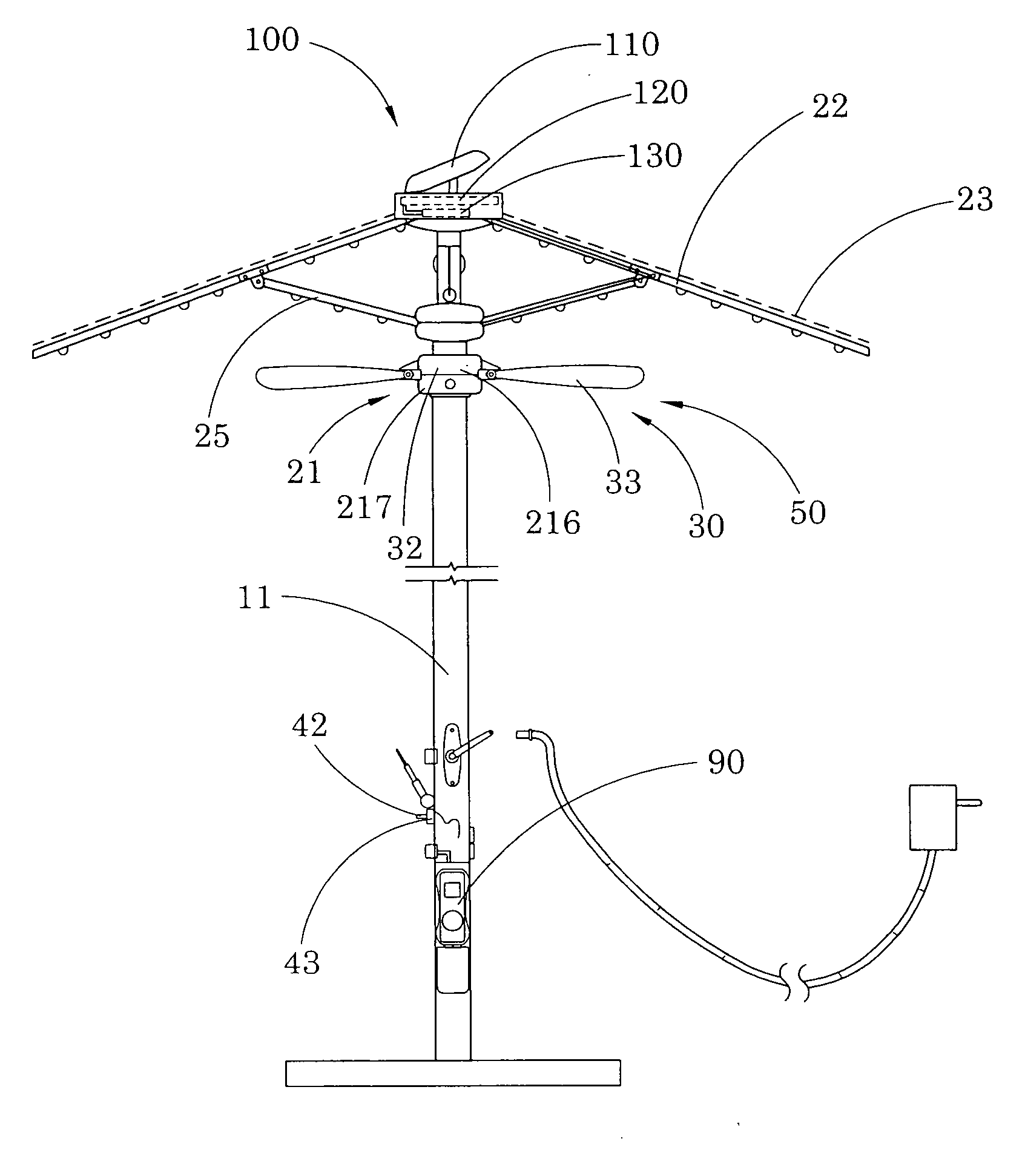 Outdoor umbrella with audio system