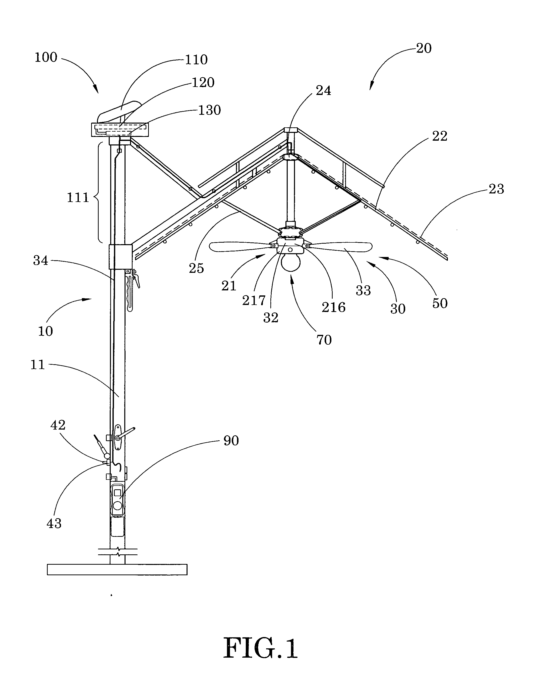 Outdoor umbrella with audio system