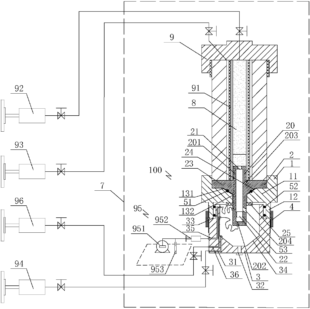 Liquid collecting device for rock core fluid full-surface saturation and full-surface saturation method