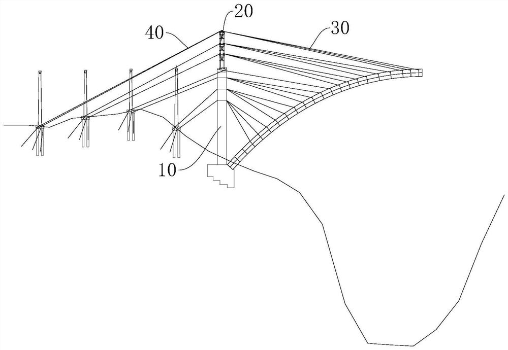 Cantilever pouring arch control method with buckle cable steering device on the column of long-span main arch