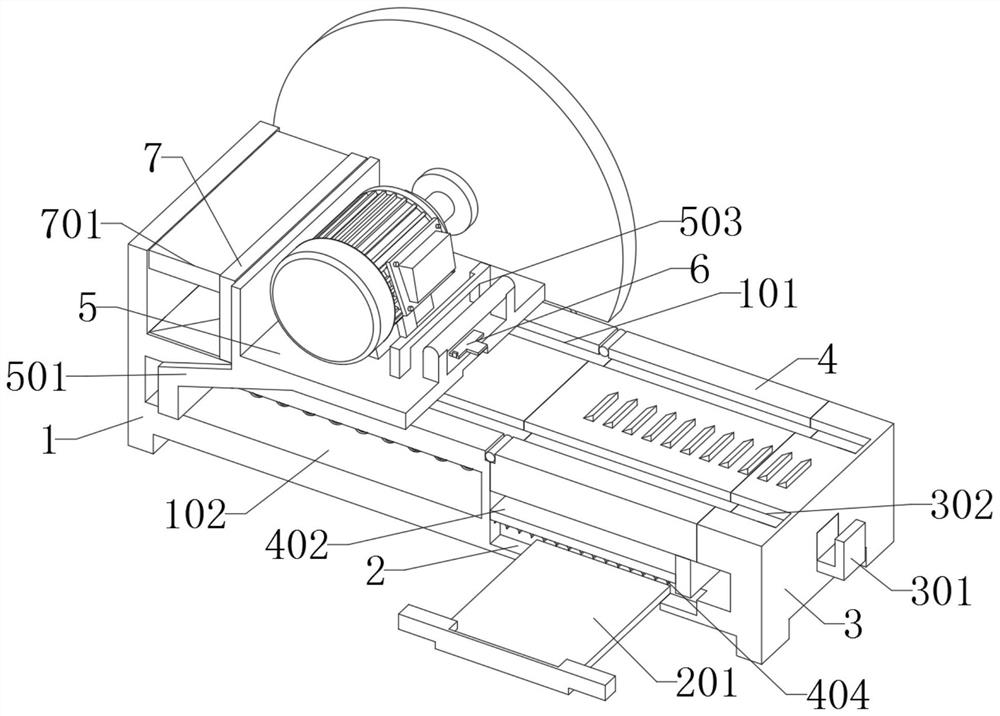 Cut-off equipment provided with flat pressing mechanism and used for constructional engineering