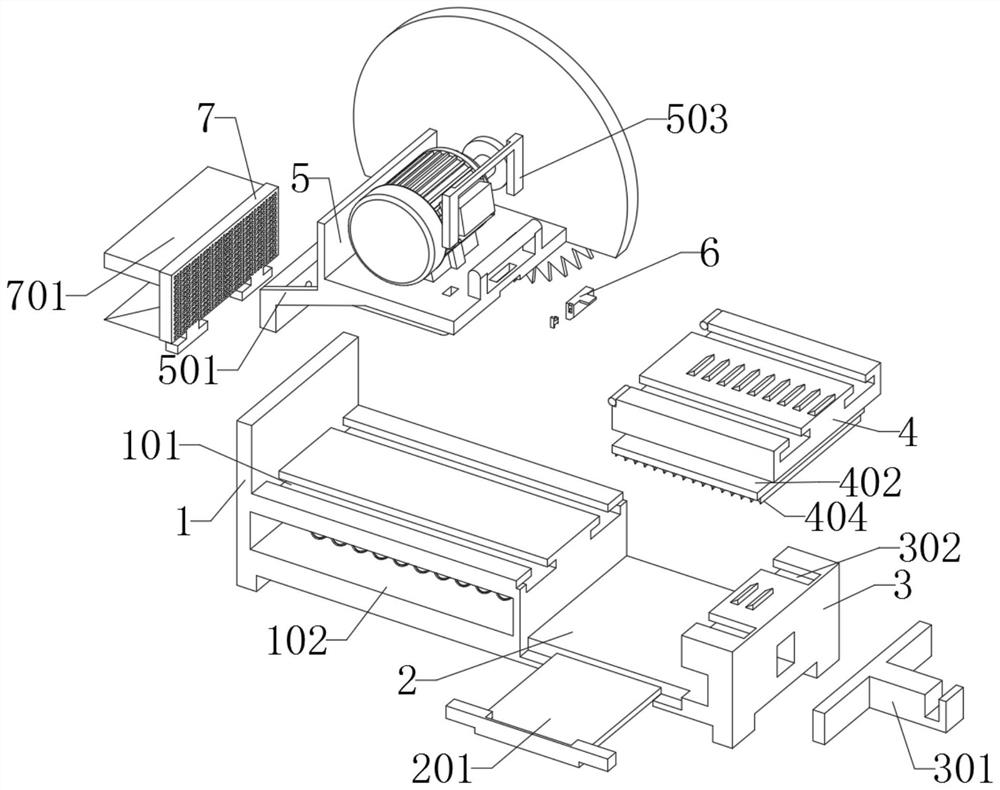 Cut-off equipment provided with flat pressing mechanism and used for constructional engineering