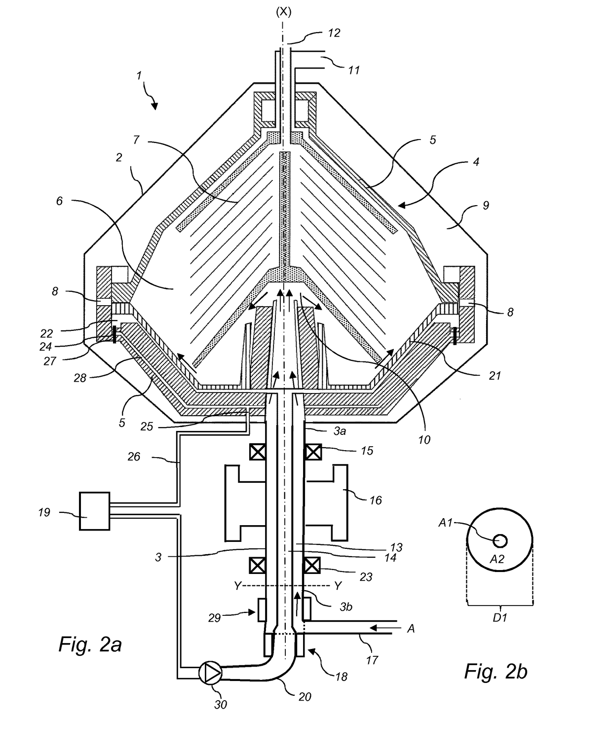 Centrifugal separator having an intermittent discharge system