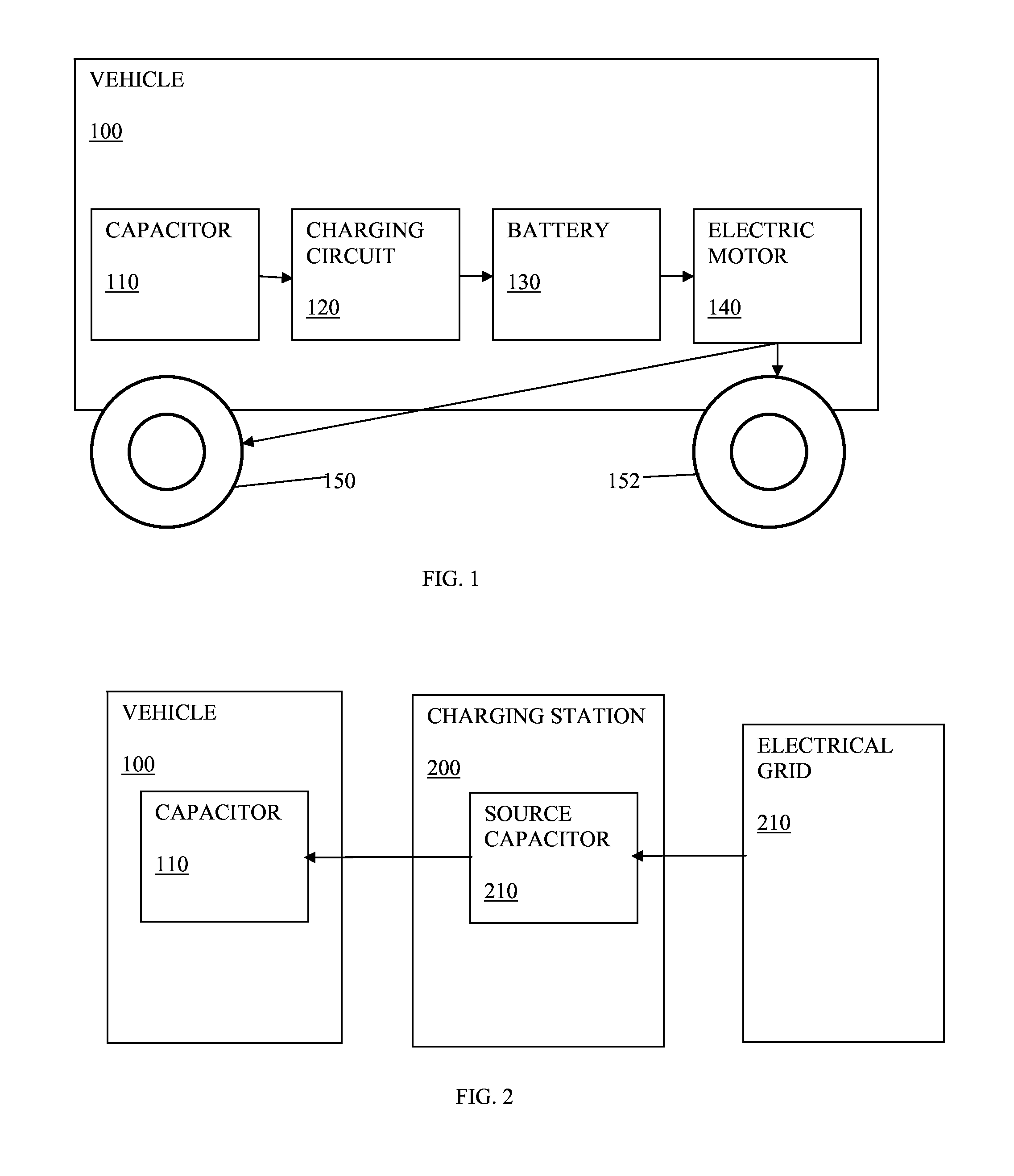 Capacitor vehicle having high speed charging ability and method of operating a capacitor vehicle