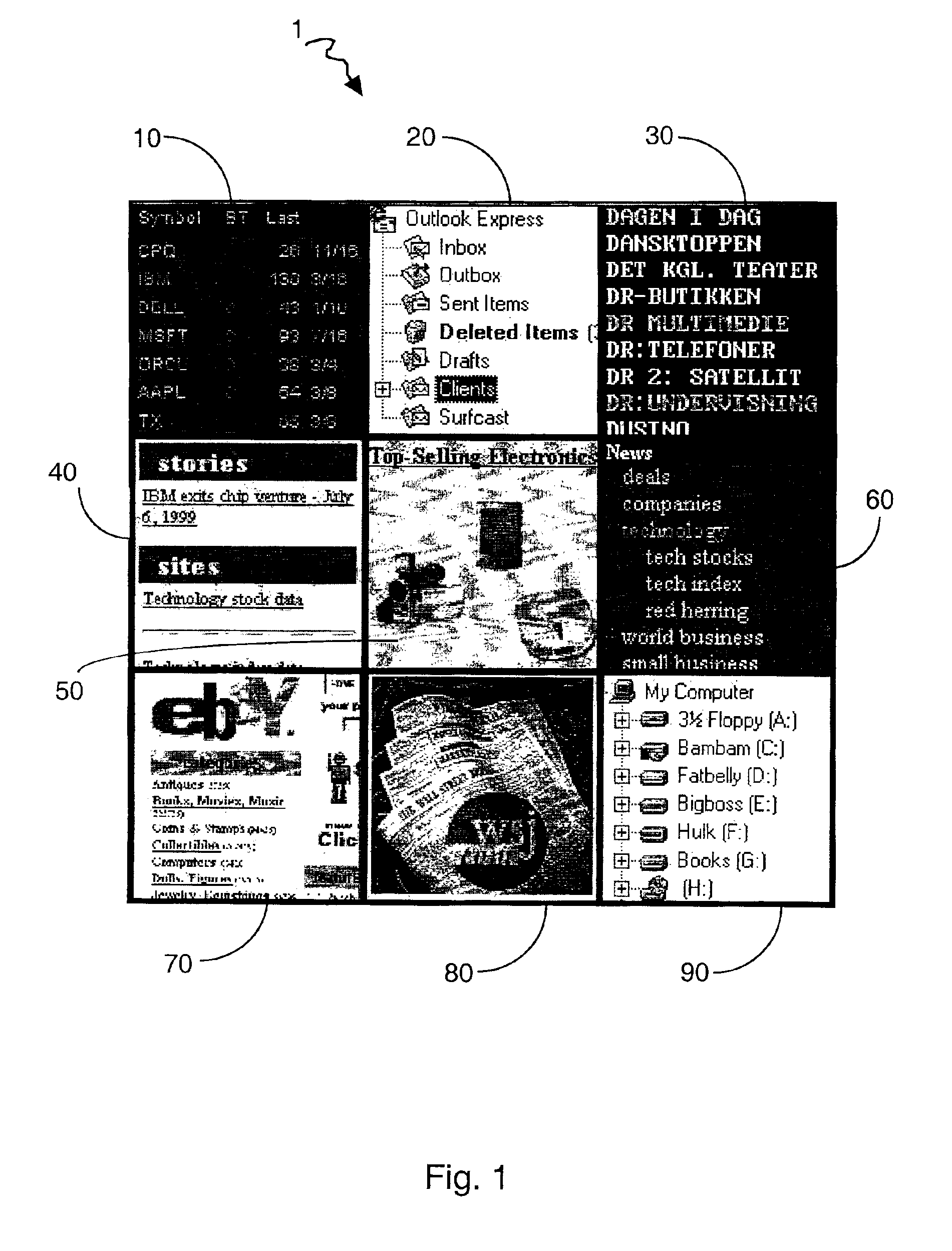 System and method for simultaneous display of multiple information sources