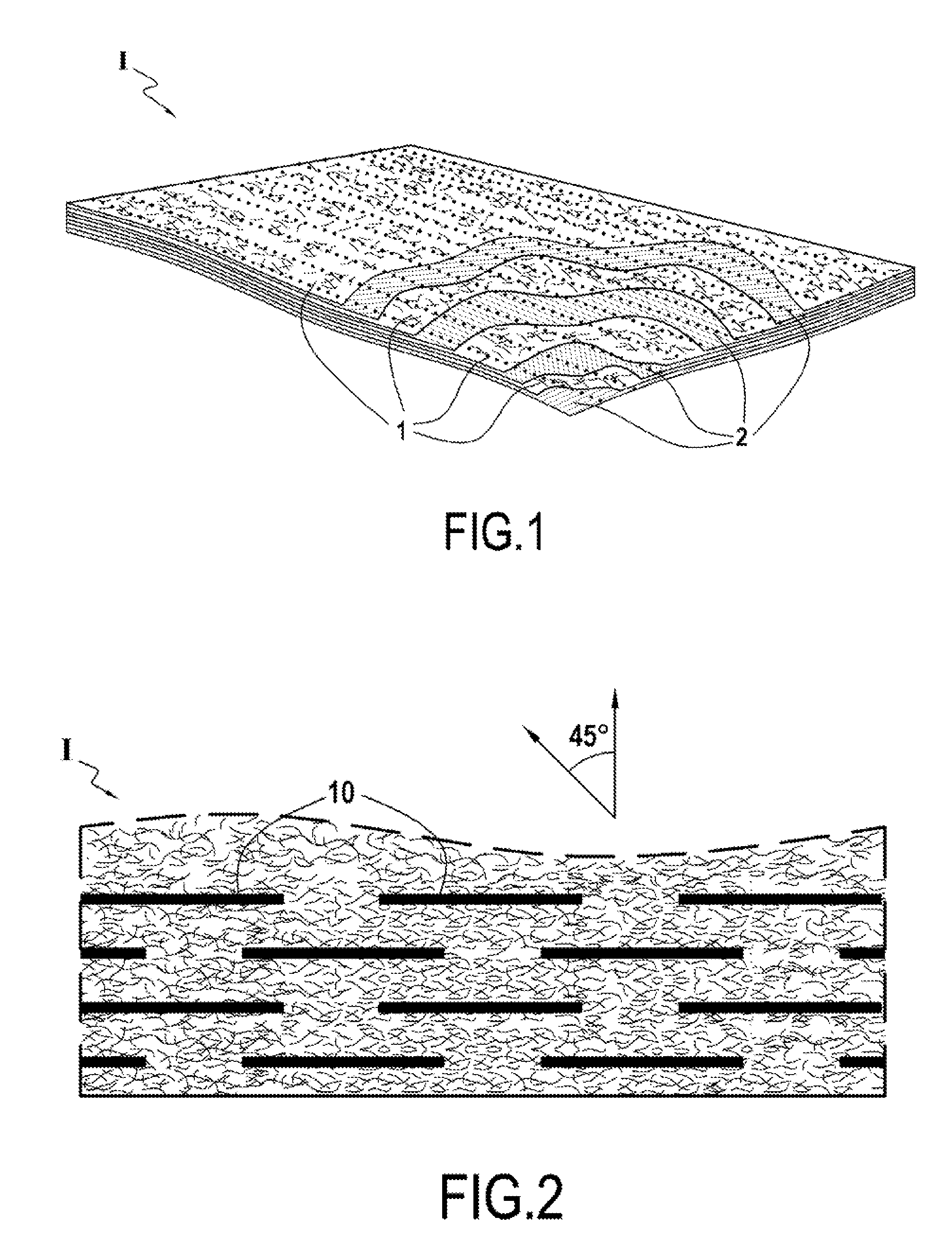 Multiaxial stack rigidly connected by means of weld points applied by means of inserted thermoplastic webs