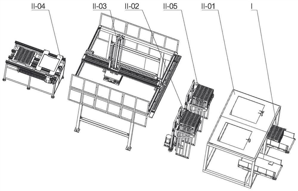 Intelligent self-inspection production line for automatic unpacking, stacking, loading and unloading of machining tool head cavity