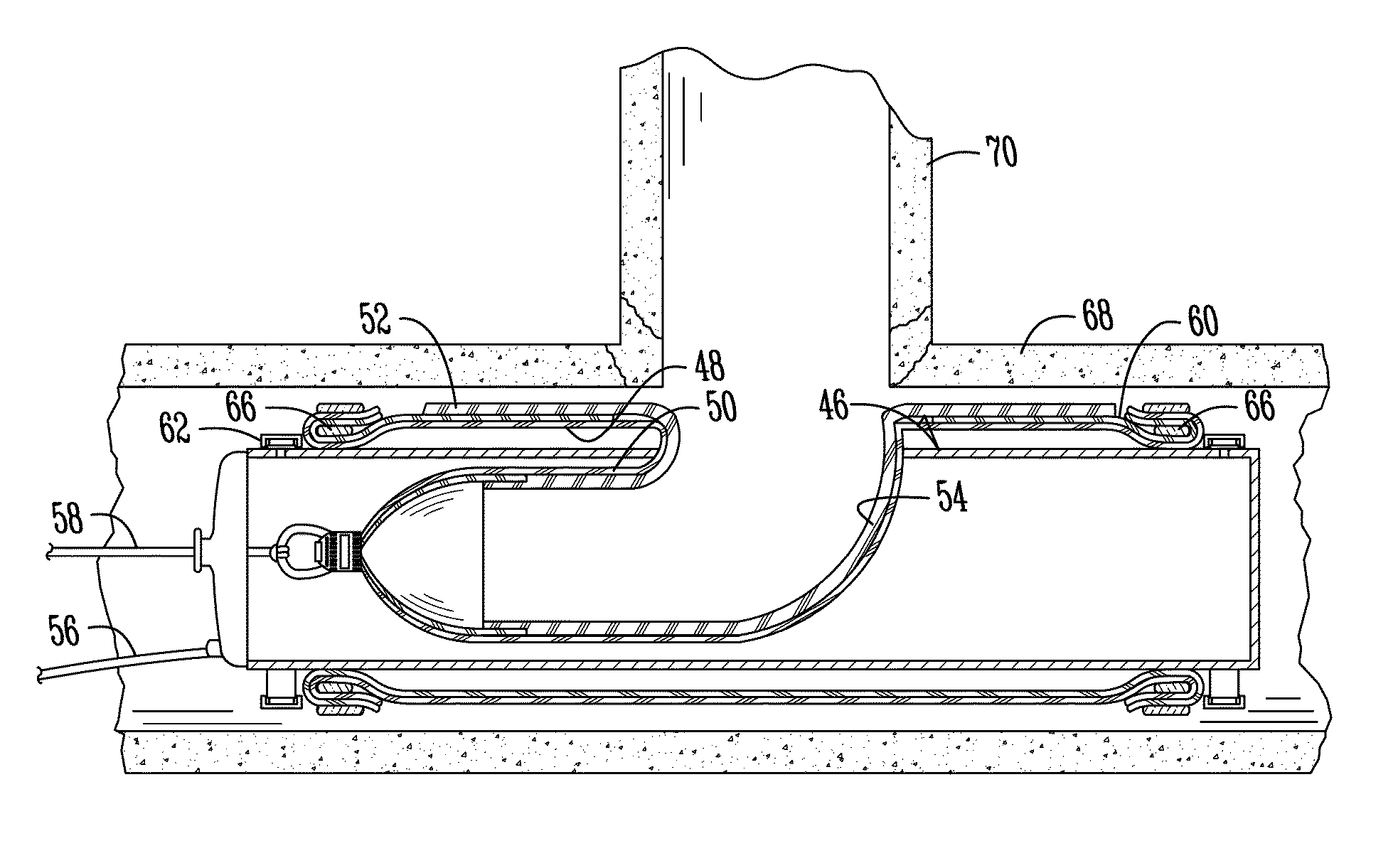 Device and method for repairing pipe