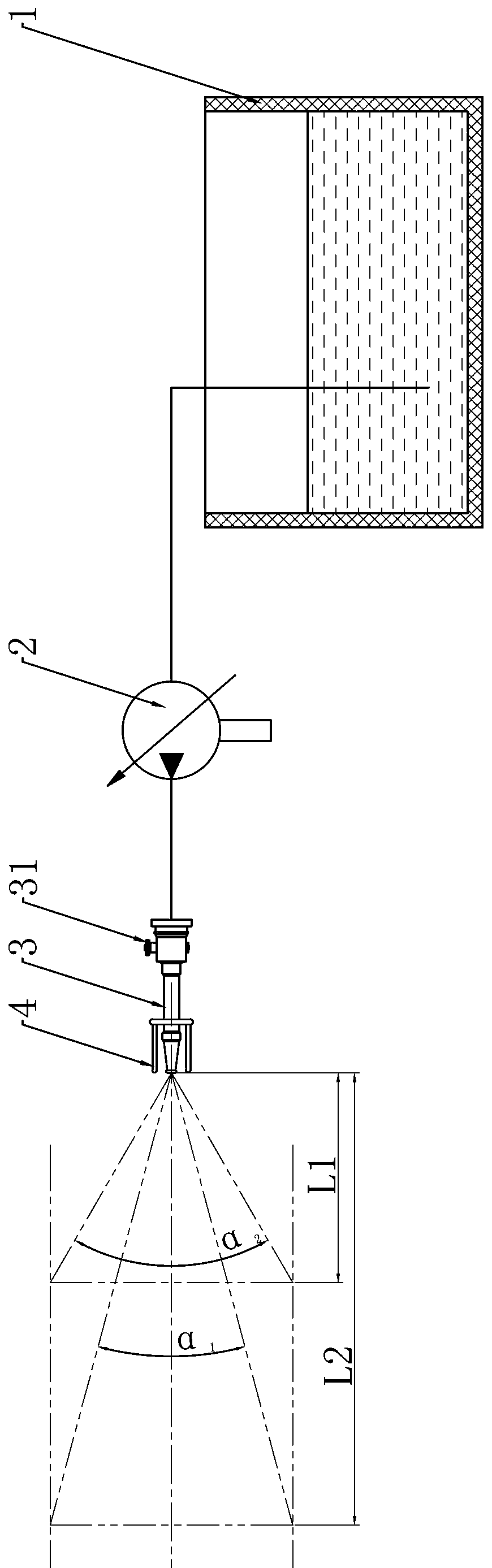 Spray distance adjustable mist spray module and application of spray distance adjustable mist spray module on insulator hydrophobicity detection