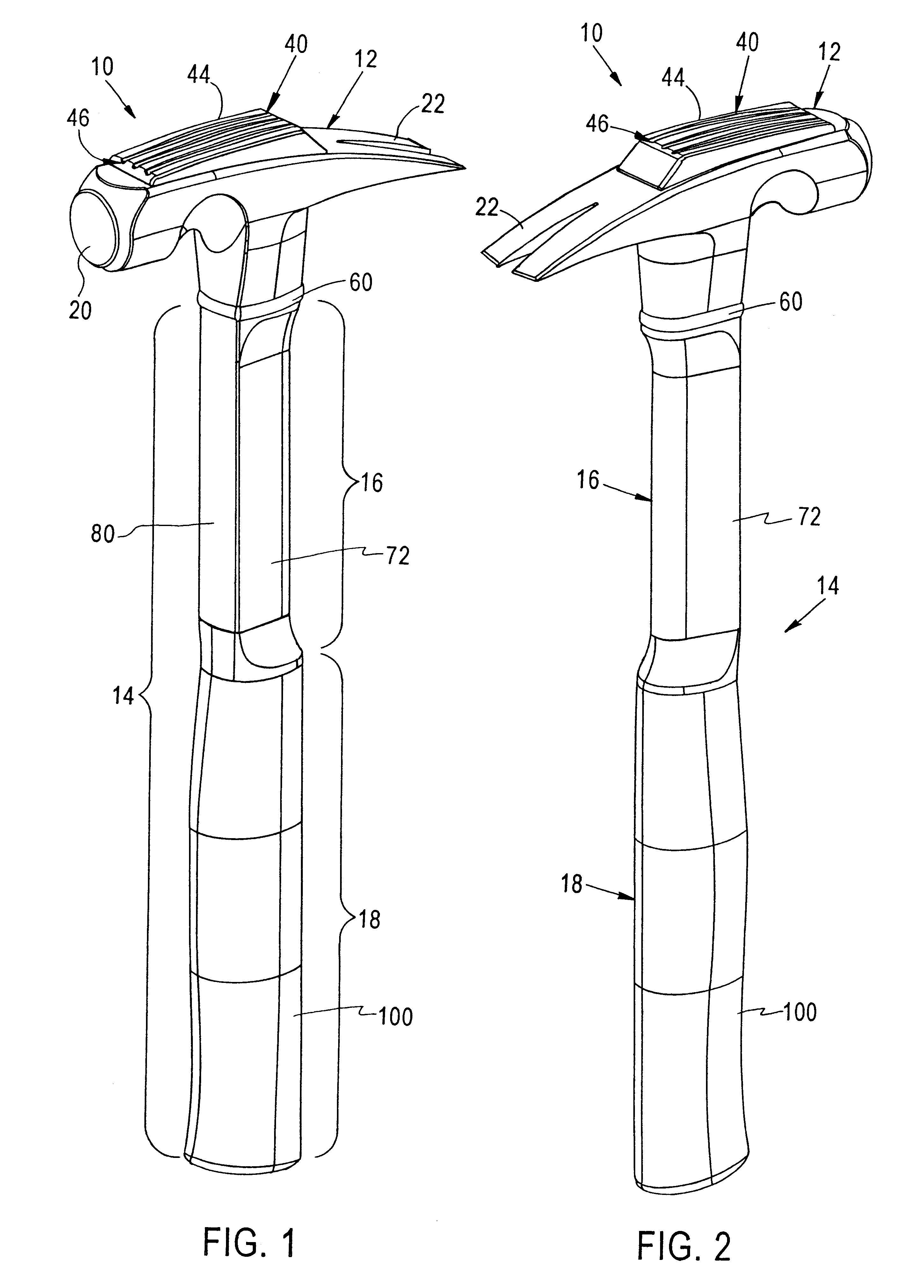 Shock absorption system for a striking tool