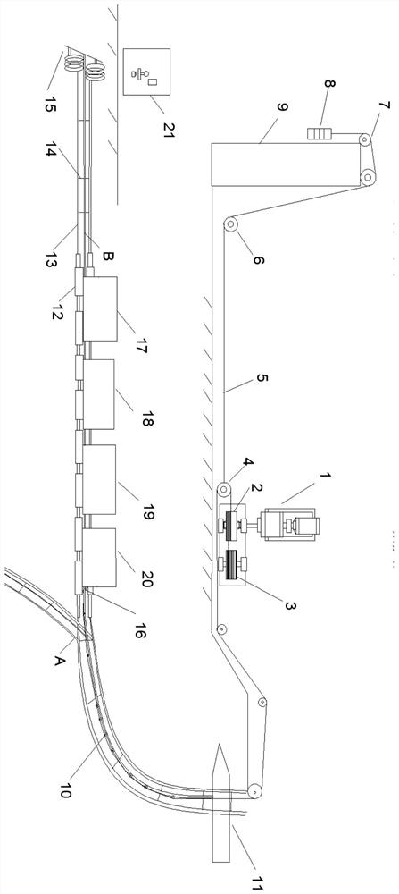 A kind of card rail transportation system under mine