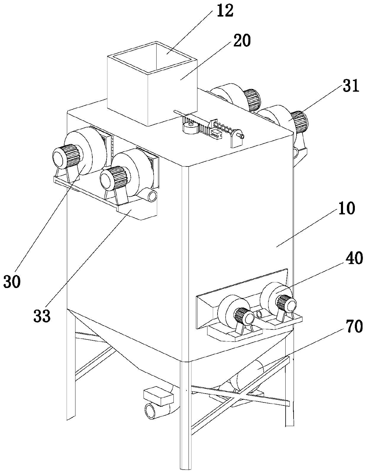 Cold storage cavern device for grain dust removal and freshness preservation