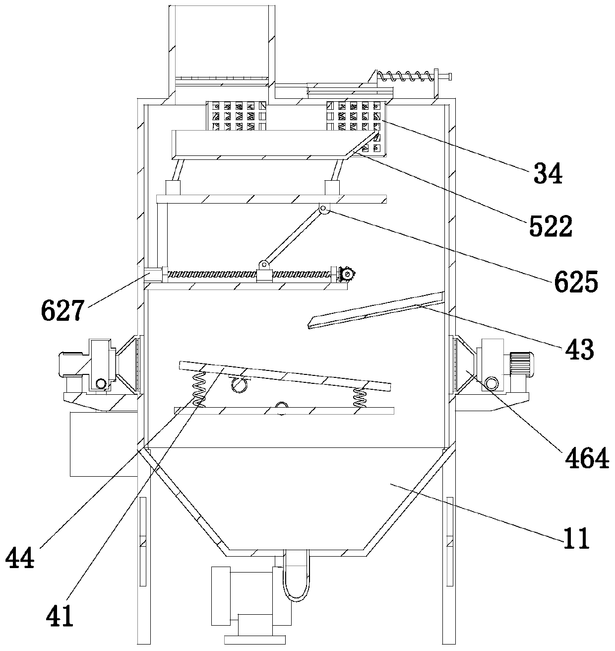 Cold storage cavern device for grain dust removal and freshness preservation