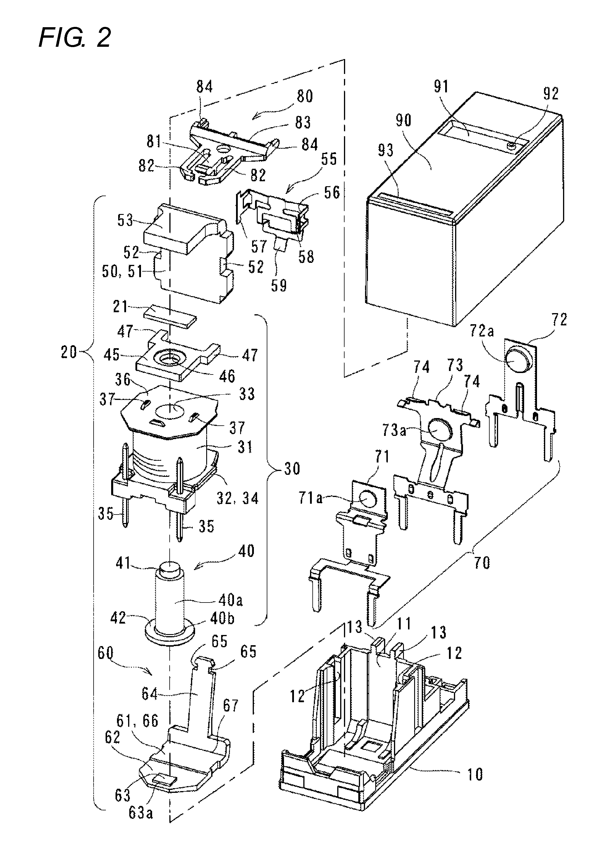 Electromagnet device and electromagnetic relay using the same