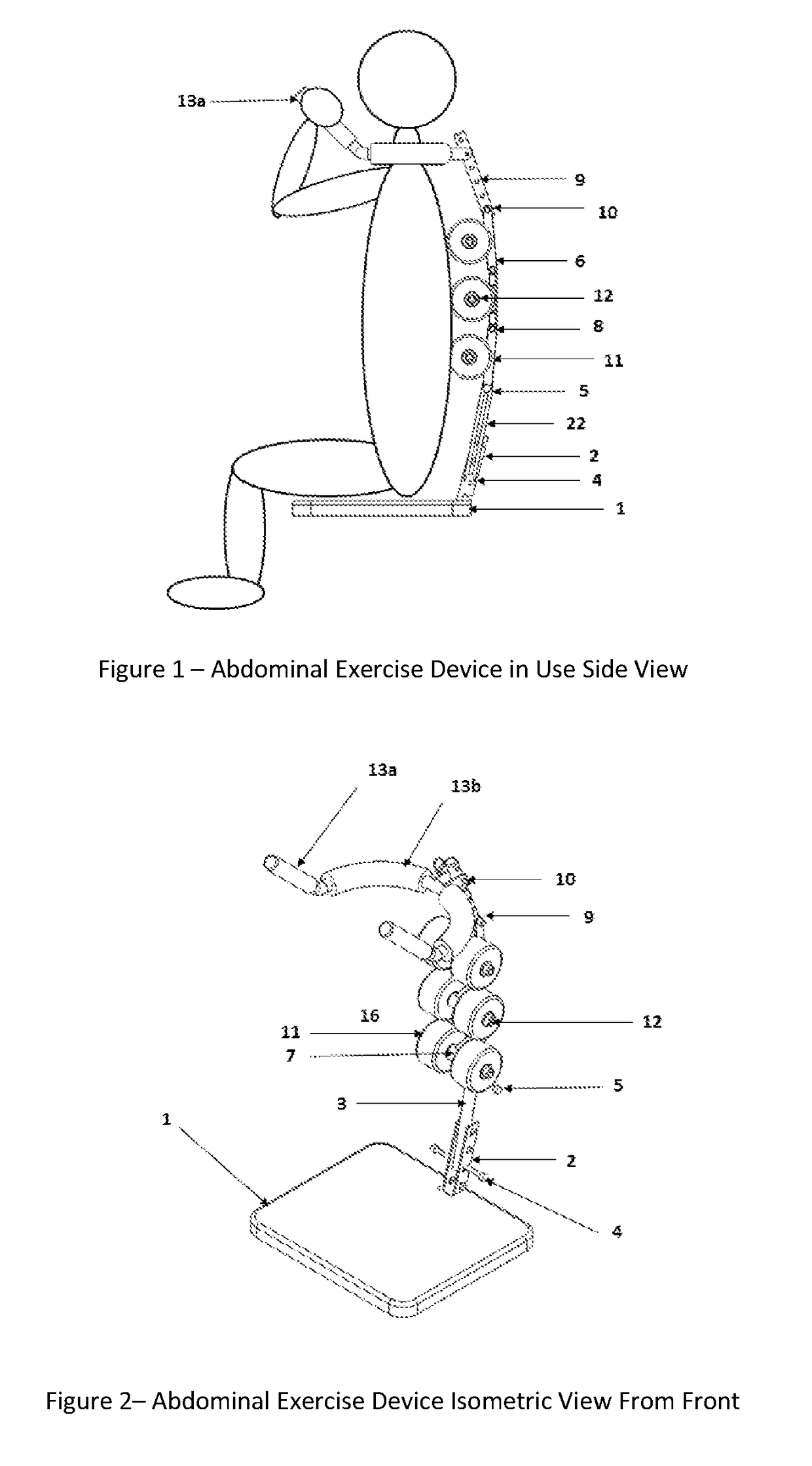 Abdominal Exercise Device with Integrated Back Massager