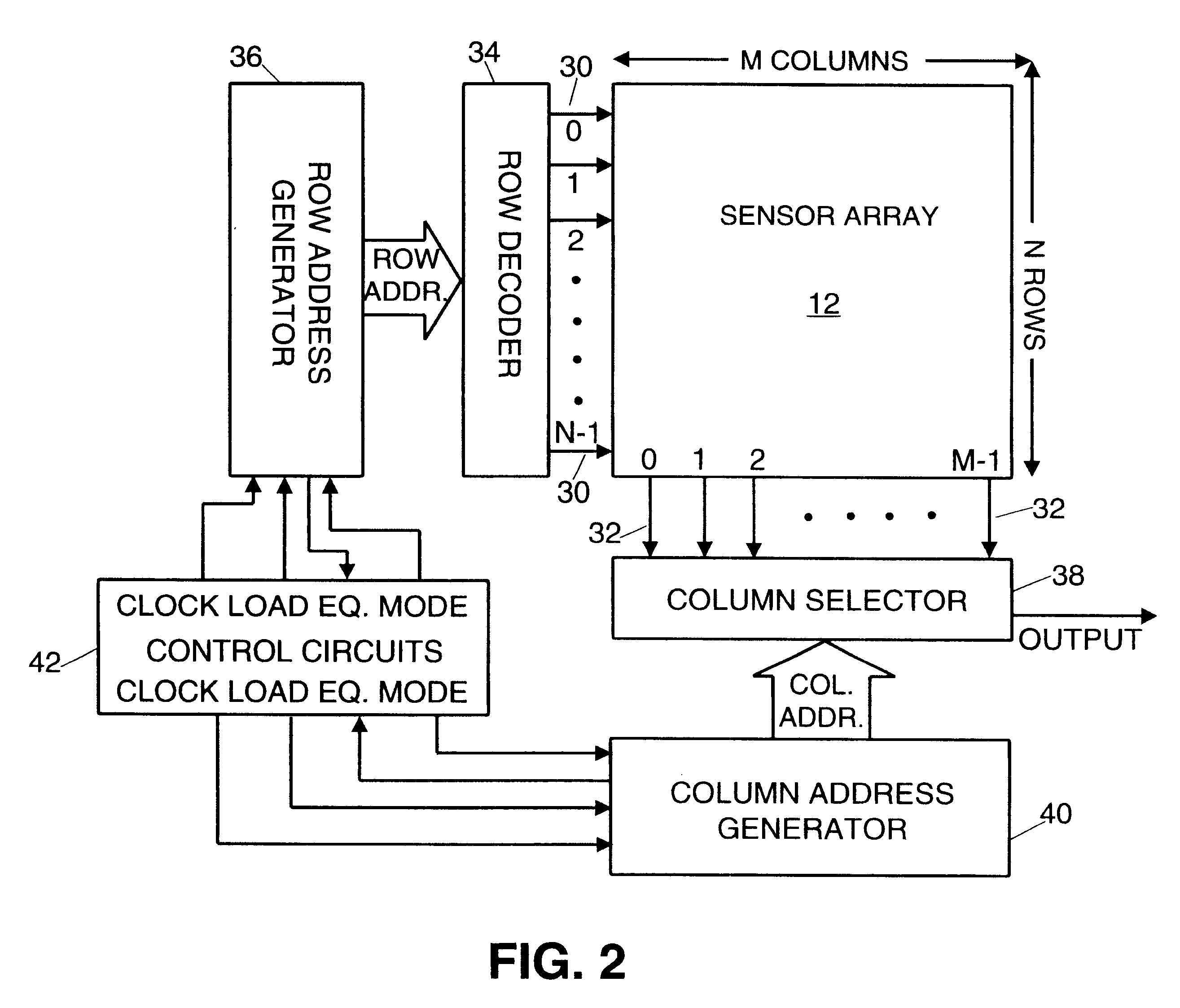 Image scanning circuitry with row and column addressing for use in electronic cameras