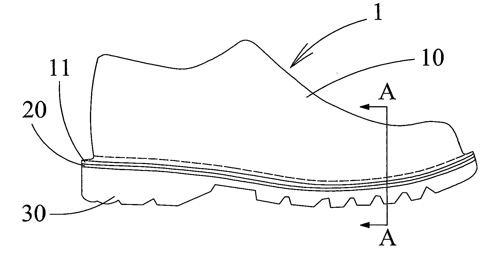 Stitch-down shoe and method for making the same