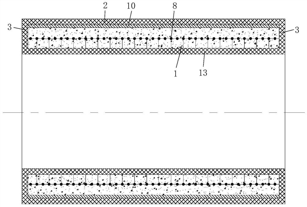 Steel-concrete reinforced plastic water supply pipe, water supply pipe system and construction method of water supply pipe