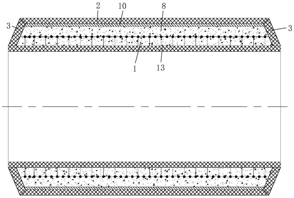 Steel-concrete reinforced plastic water supply pipe, water supply pipe system and construction method of water supply pipe