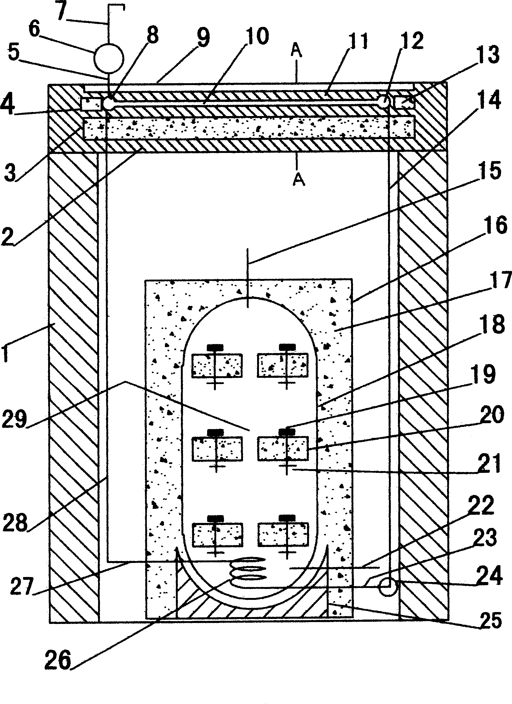 Pressure bearing forced circulation solar energy collecting flat roof