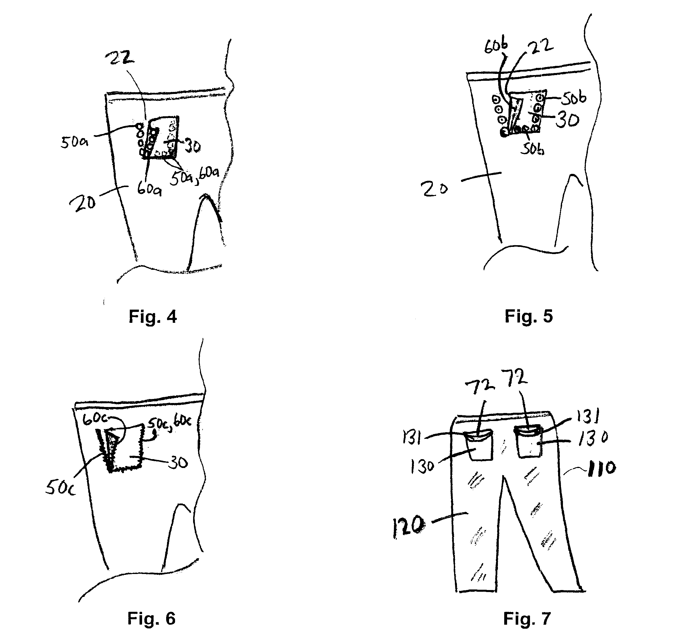 Clothing Garments with Removable Pockets or Pocket Panels