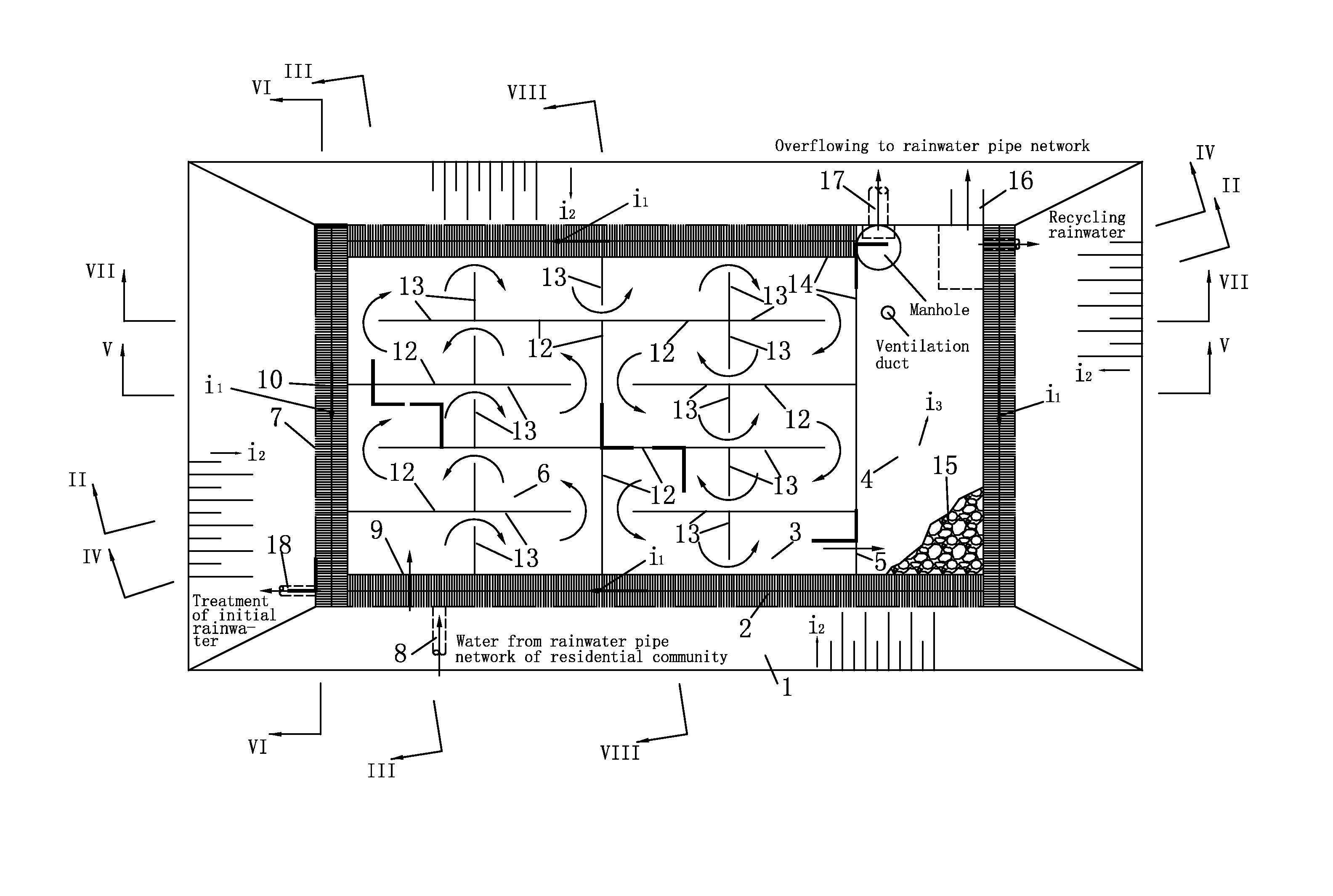 Integrated system for treating and recycling rainwater