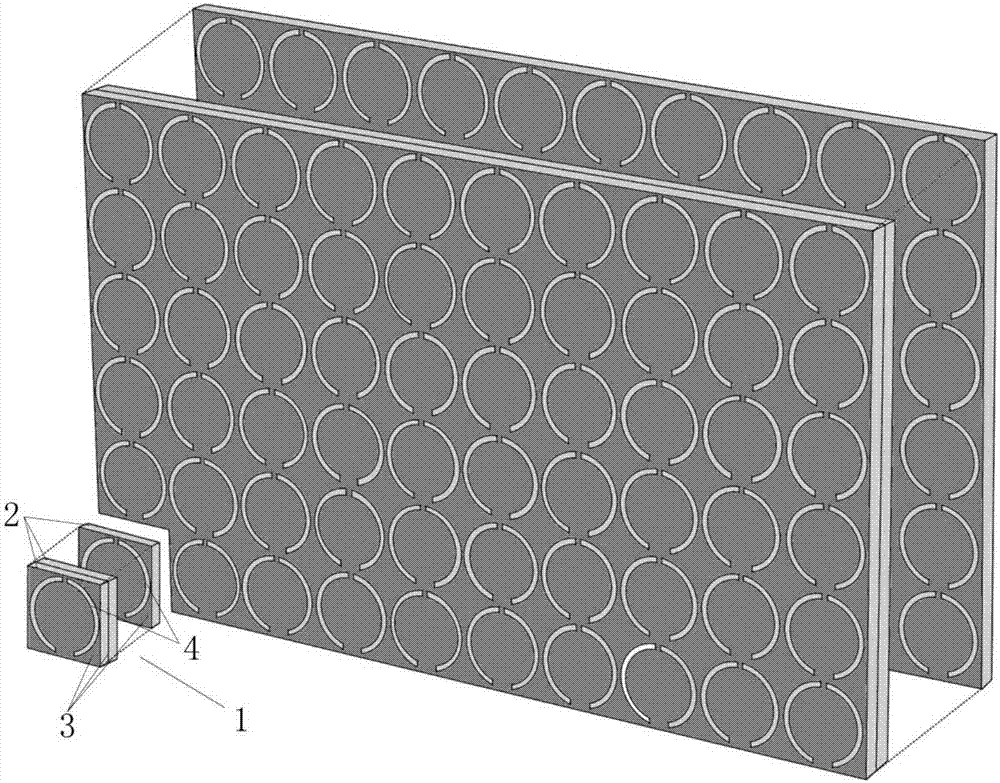 Multi-layer metamaterial surface structure for realizing multi-band frequency selective wave transmitting angles