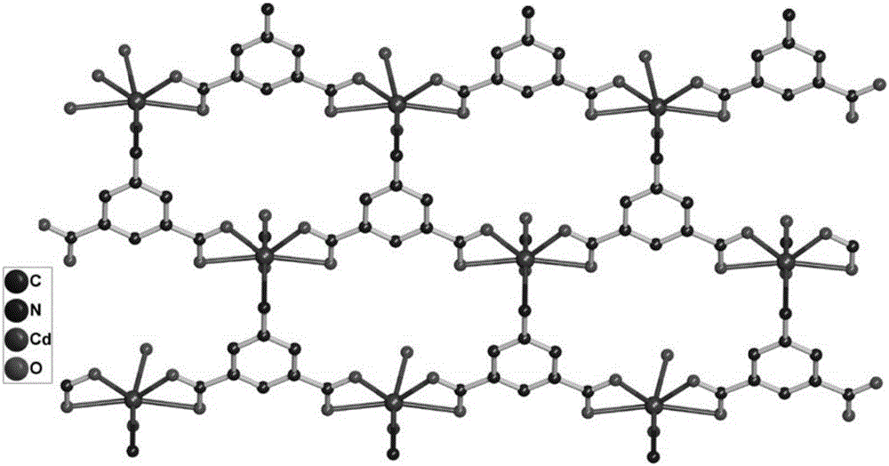 Cadmium (II) metal organic complex based on 5-amino isophthalic acid influenced by solvent and preparation method thereof