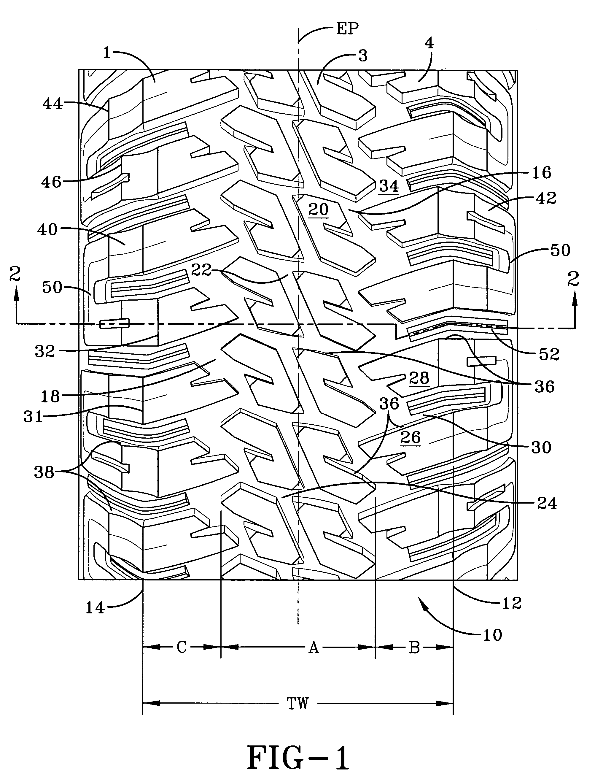 Tire tread with anti-puncture pads