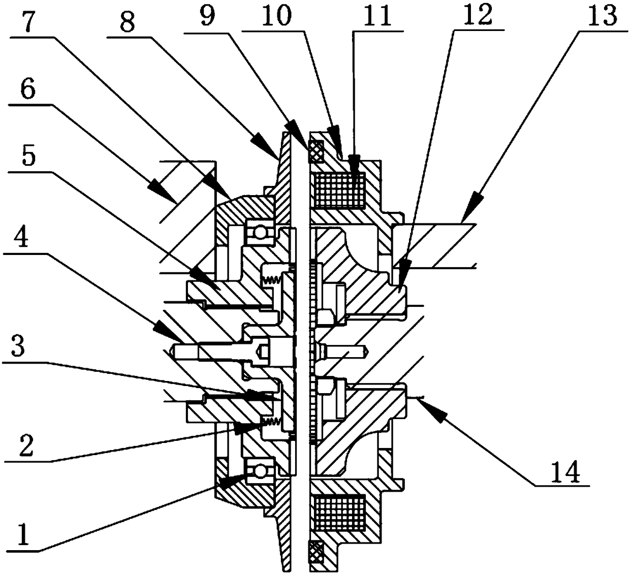 Tooth embedding type electromagnetic clutch