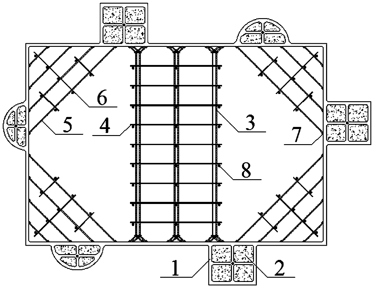 Fabricated steel supporting device of irregular foundation pit and construction application method of fabricated steel supporting device